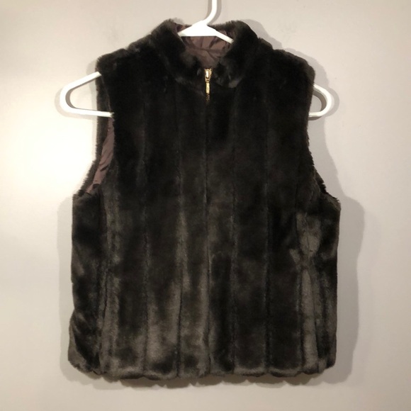 Ann Taylor LOFT Brown Faux Fur Vest Size XS - Picture 1 of 8